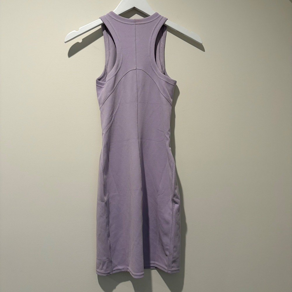Lululemon Ebb to Street Mini Dress Lilac Purple Ribbed Racerback Size 0 LW1ECYS - Picture 2 of 5